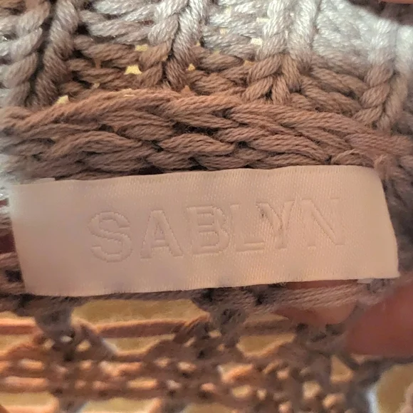 Sablyn Mariella Open Knit Cotton/Silk/Cashmere Blend Sweater Camel Sand Size XS - Picture 6 of 8